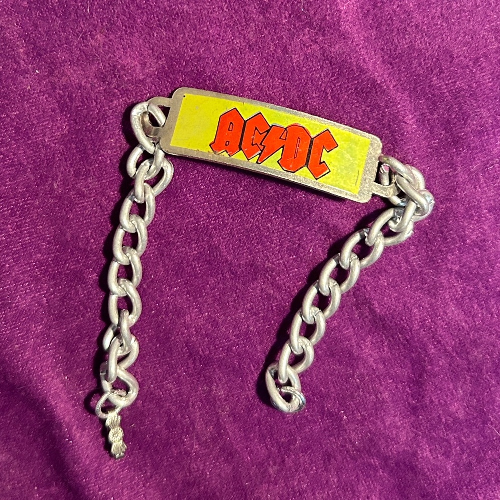 RARE 70s 80s AC/DC BRACELET VINTAGE ID BRACELET CHAIN VINTAGE ACDC BRACELET